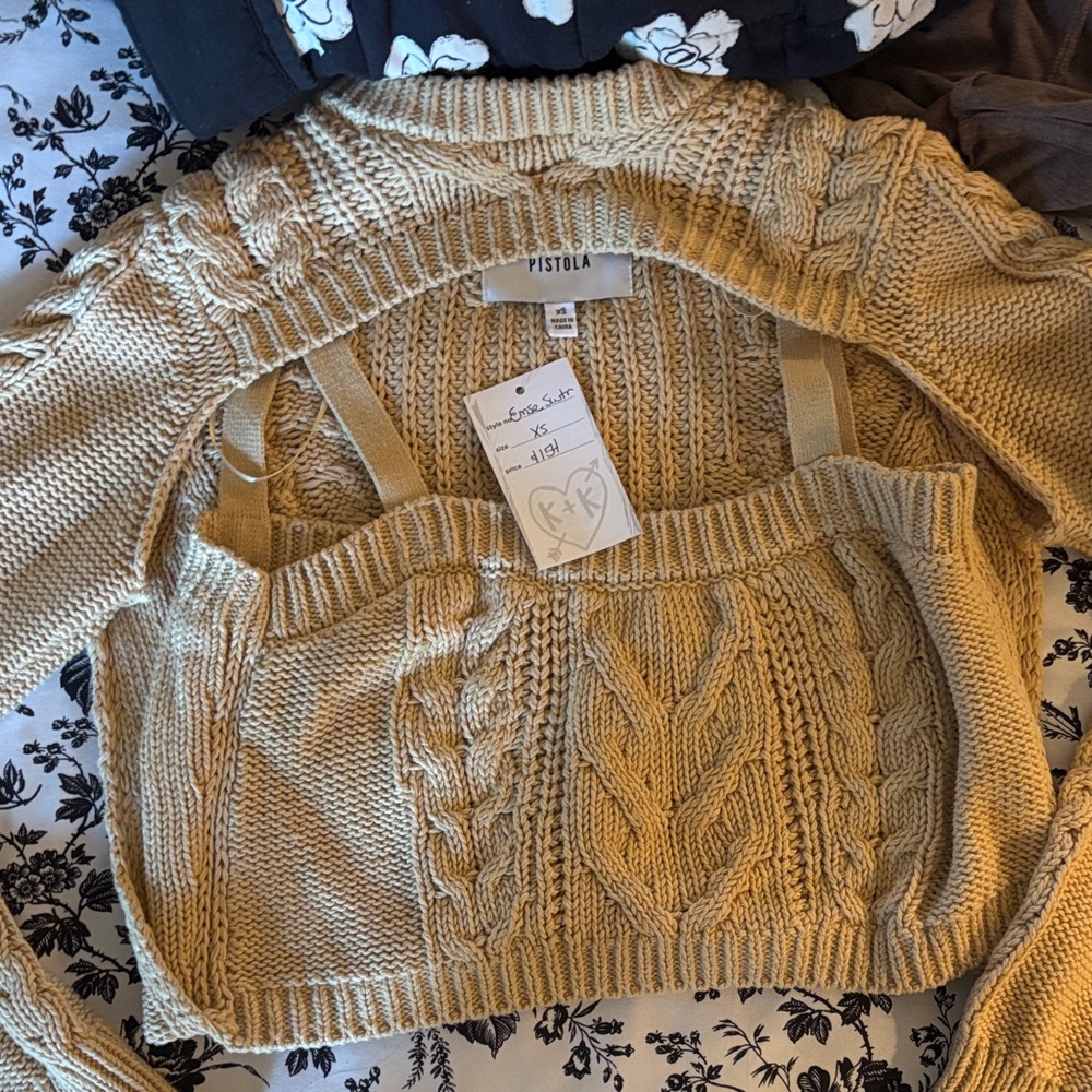 Pistola Women's Tan Cable Knit Sweater